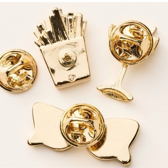 Kate Spade Target 3 Pc Set Novelty Pin Set French Fries Champagne Sunglasses New - Picture 2 of 6